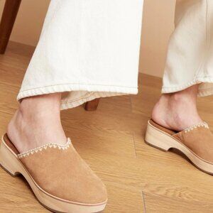 TOMS Addison Brown Suede Deco Stitch Clog Size 8